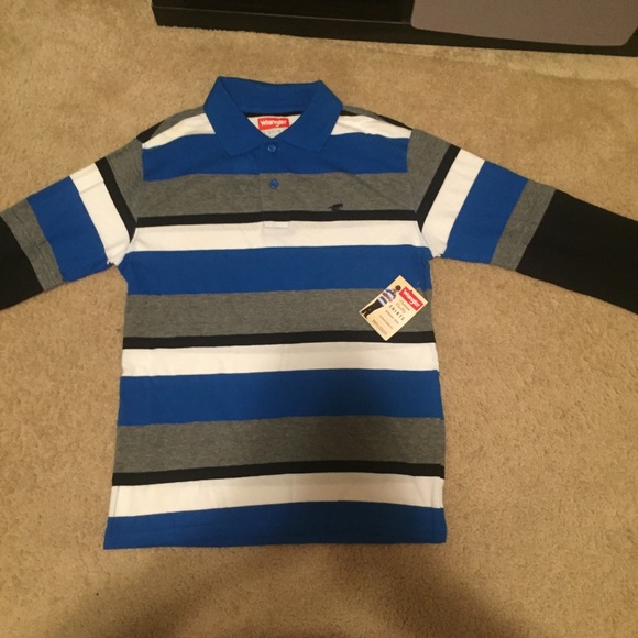 Boys’ Wrangler Striped Long Sleeve Polo Shirt - Picture 1 of 2